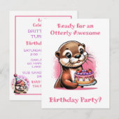 Otter thema meisjes verjaardagsfeestje briefkaart (Voorkant / Achterkant)