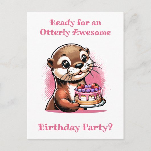 Otter thema meisjes verjaardagsfeestje briefkaart (Voorkant)
