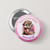 Otter Thema Verjaardagsmeisje Ronde Button 5,7 Cm (Voorkant /achterkant)