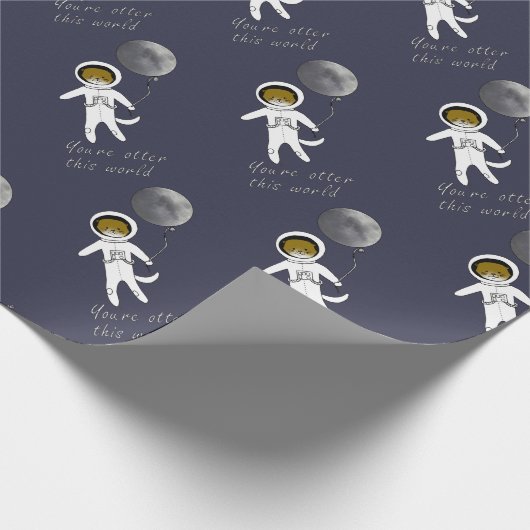 "Otter This World" Cute otter spaceman Cadeaupapier (Hoek)