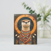 Otter Totem – Playful Deco Spirit Briefkaart (Staand voorkant)