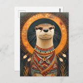 Otter Totem – Playful Deco Spirit Briefkaart (Voorkant / Achterkant)