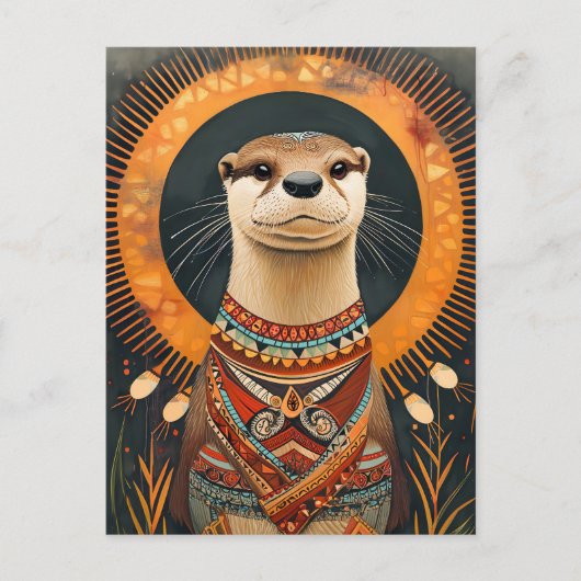 Otter Totem – Playful Deco Spirit Briefkaart (Voorkant)