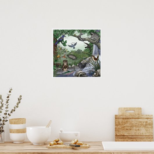 "Otter Twin Magic"-poster — met grens Poster (Keuken)