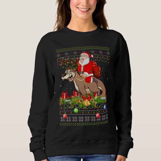 Otter Ugly Santa Riding Otter Christmas Trui (Voorkant)