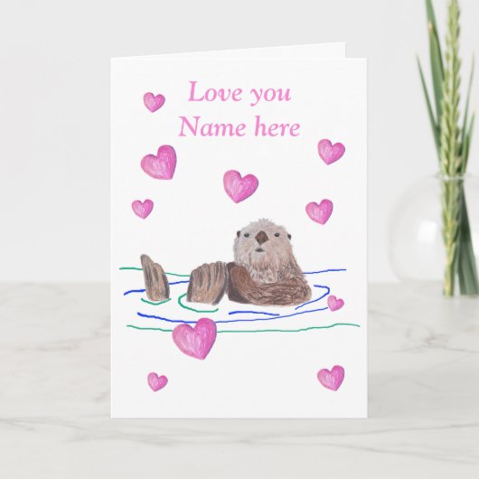 otter-Valentijn Feestdagen Kaart (Voorkant)