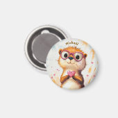 Otter Valentijnsdag Hart Badge - Kids School Magneet (Voorkant / Achterkant)