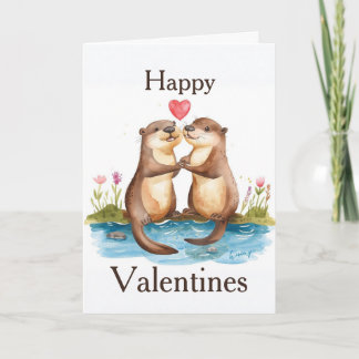 Otter Valentines Day Card Kaart
