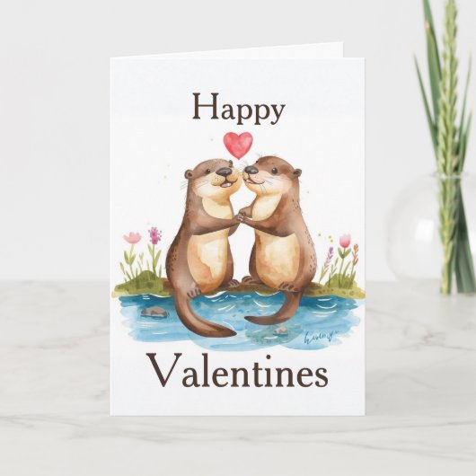 Otter Valentines Day Card Kaart (Voorkant)