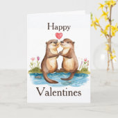 Otter Valentines Day Card Kaart (Gele Bloem)