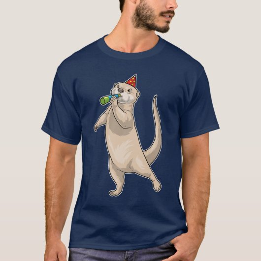 Otter verjaardagsfeesthoorn t-shirt (Voorkant)