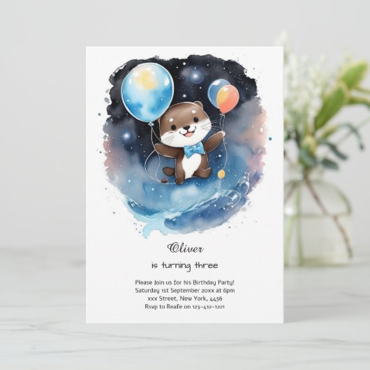 Otter Verjaardagsuitnodiging Kaart (Staand voorkant)