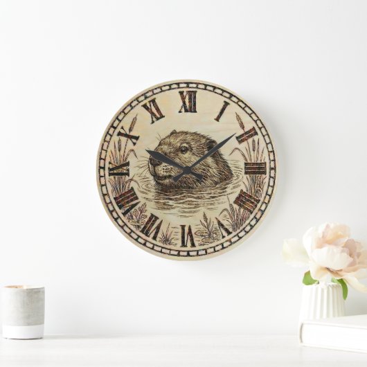 Otter Wall Clock - Serene Lake Life Decor Grote Klok (Huis)