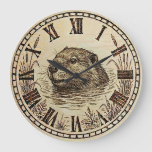 Otter wandklok - Serene Lake Life Decor