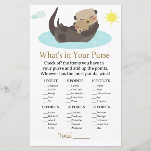 Otter Wat zit er in je baby shower met handtas (Voorkant)