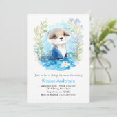 Otter Waterverf Wonderland Boy Baby shower Kaart (Staand voorkant)