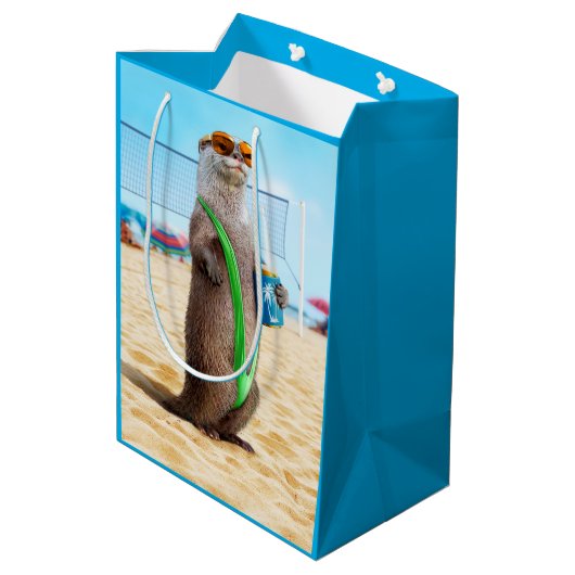 Otter Wearing Mankini Medium Cadeauzakje (Achterkant Gekanteld)