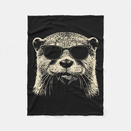 Otter Wearing Sungles Graphic Otter Shirt Men Wome Fleece Deken (Voorkant)