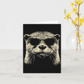Otter Wearing Sungles Graphic Otter Shirt Men Wome Kaart (Gele Bloem)