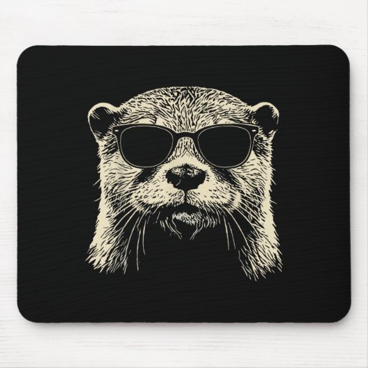 Otter Wearing Sungles Graphic Otter Shirt Men Wome Muismat (Voorkant)