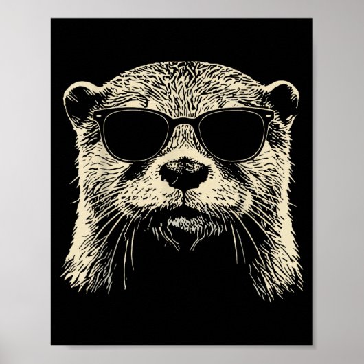 Otter Wearing Sungles Graphic Otter Shirt Men Wome Poster (Voorkant)