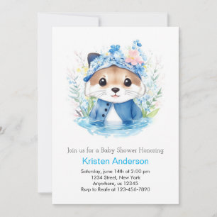 Otter Whimsy Waterverf Boy Baby shower Kaart