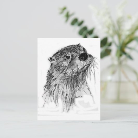 Otter Whiskers Briefkaart (Staand voorkant)