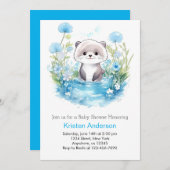 Otter Wildflower Blue Boy Baby shower Kaart (Voorkant / Achterkant)