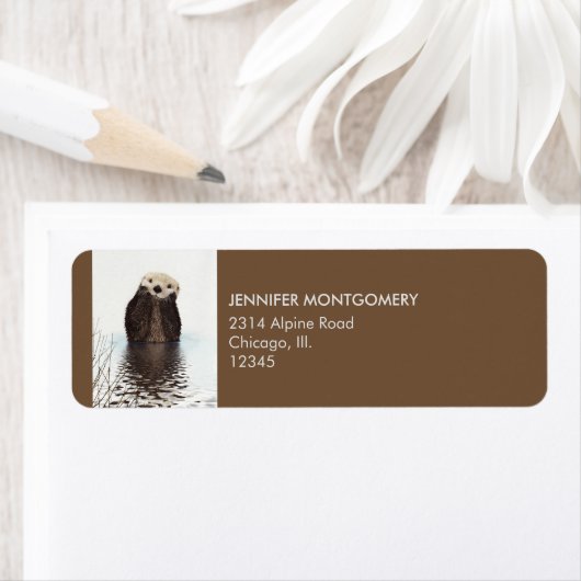 Otter Wildlife Image Etiket (Insitu)