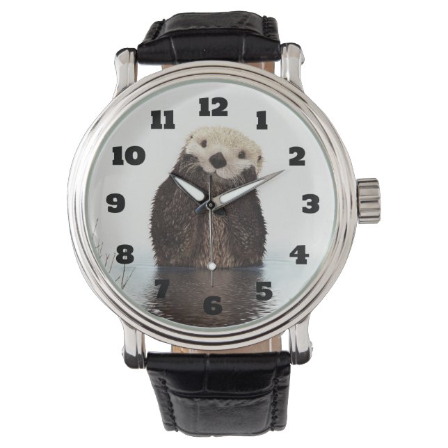 Otter Wildlife Image Horloge (Voorkant)