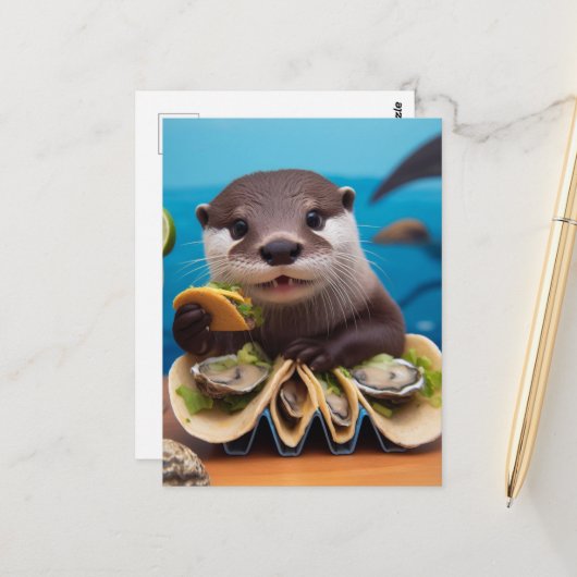 Otter With Osyster Tacos Briefkaart (Voorkant / Achterkant in situ)