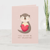 Otter wordt mijn Valentijn Punny Schattige Kindere Feestdagen Kaart (Voorkant)