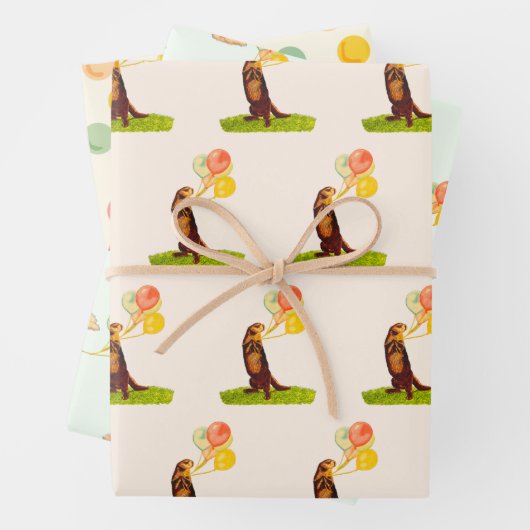 Otter Wrapping Paper Flat Sheet Set 3 (In situ)