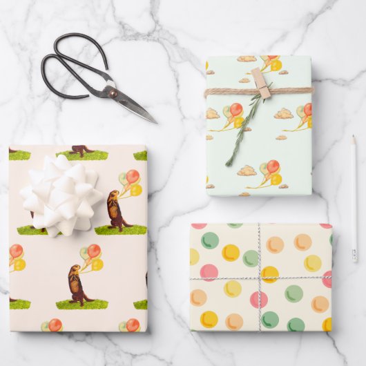 Otter Wrapping Paper Flat Sheet Set 3 (Voorkant)