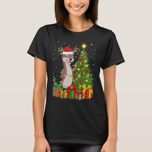 Otter   Xmas Holiday Santa Otter Christmas Tree T-shirt (Voorkant)