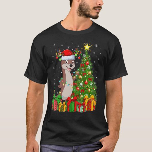 Otter Xmas Holiday Santa Otter Christmas Tree T-shirt (Voorkant)