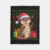 Otter Xmas Lights Ugly Santa Hat Otter Christmas  Fleece Deken (Voorkant)