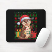 Otter Xmas Lights Ugly Santa Hat Otter Christmas  Muismat (Met muis)