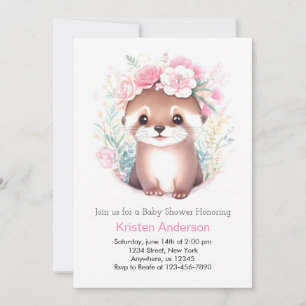 Otter Zalig Roze Meadow Meisje Baby shower Kaart