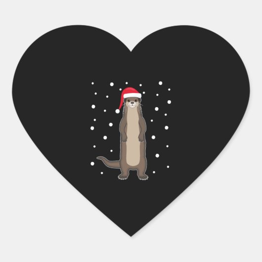 Otter Zee Otter kerstdieren cadeau idee Hart Sticker (Voorkant)