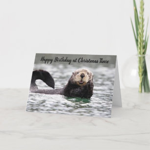 OTTER ZEG VROLIJKE KERST "VERJAARDAG" VOOR U FEESTDAGEN KAART