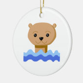 Otter zwemmen. keramisch ornament (Links)