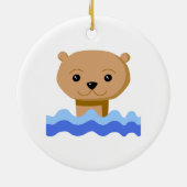 Otter zwemmen. keramisch ornament (Achterkant)