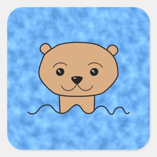 Otter zwemmen. vierkante sticker (Voorkant)
