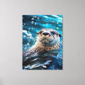 Otter Zwemt Canvas Afdruk (Voorkant)