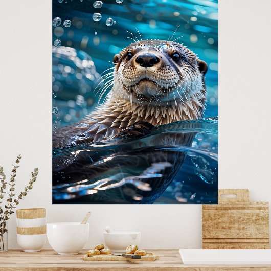 Otter Zwemt Poster (Keuken)