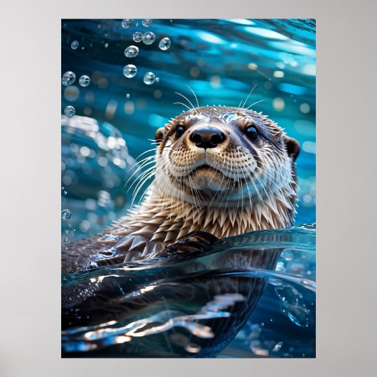 Otter Zwemt Poster (Voorkant)