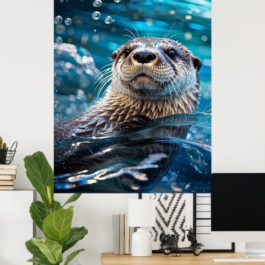 Otter Zwemt Poster (Thuiskantoor)