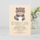 otteren schattig otter dierlijk Baby shower uitnod Kaart (Staand voorkant)