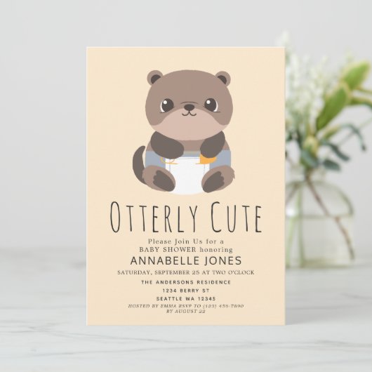 otteren schattig otter dierlijk Baby shower uitnod Kaart (Staand voorkant)